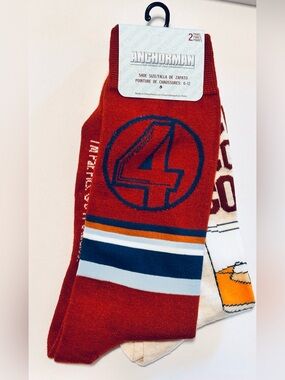Anchorman Movie Officially Licensed Set of 2 Pairs of Crew Socks